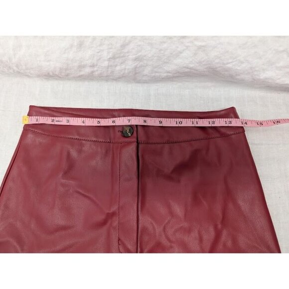 Boohoo women's size 6 high rise red pleather bell bottoms flare pants cosplay G1 - Picture 10 of 12